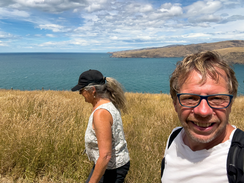 Selfie: JoMa's Wanderung auf der Godley Head Peninsula