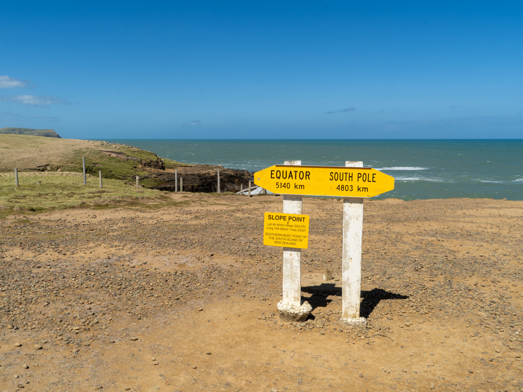 Am Slope Point angekommen: Wir sind dem Südpol näher als dem Äquator