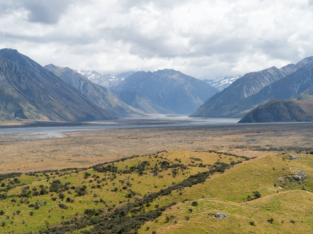 Blick von Mt. Sunday auf das Tal des Havelock Rivers