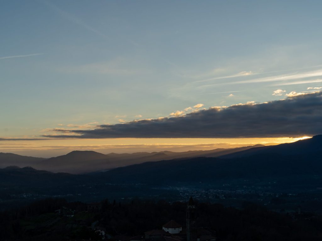 Sonnenuntergang über der Toskana, Aussicht von Orturano