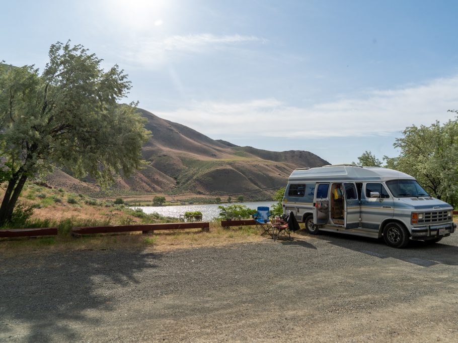 Campingplatz in der Spring Recreation Area am Snake River bei Huntington