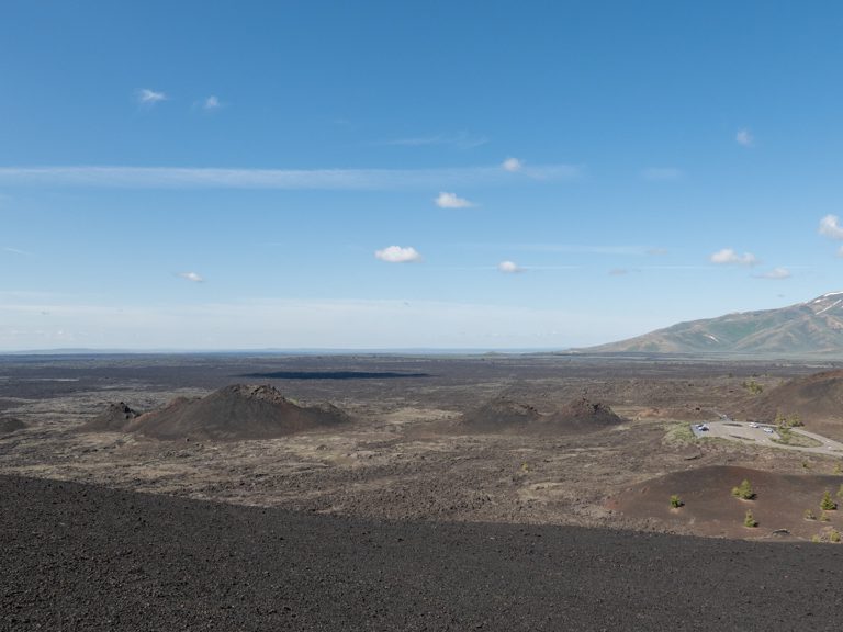 Aussicht vom Inferno Cone auf den Snow Cone und die Spatter Cones