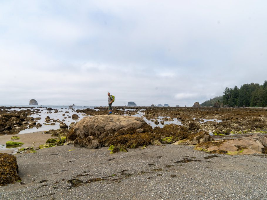 Jo am Strand bei Sand Point bei Ebbe