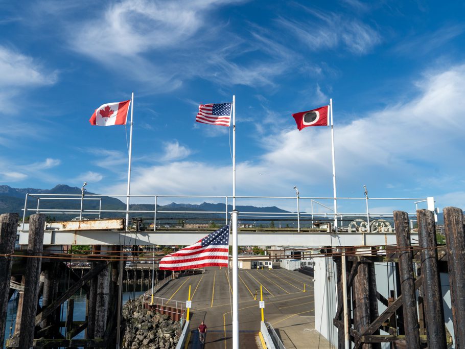 Pier der Fähre von Port Angeles, Olympic Peninsula, USA nach Victoria, Vancouver Island, Kanada