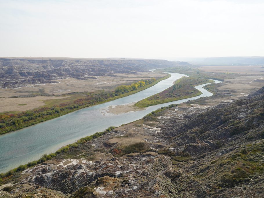 Am Orckney Aussichtspunkt mit Blick in Richtung Drumheller und Red Deer River Ebene