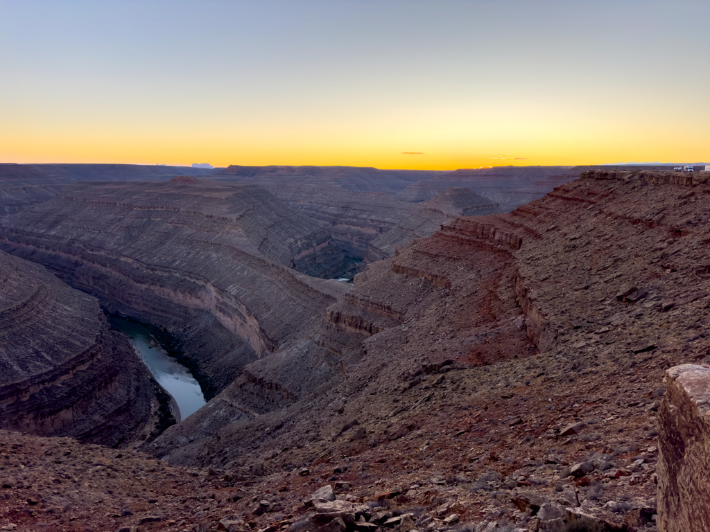 Goosenecks Campground nach Sonnenuntergang