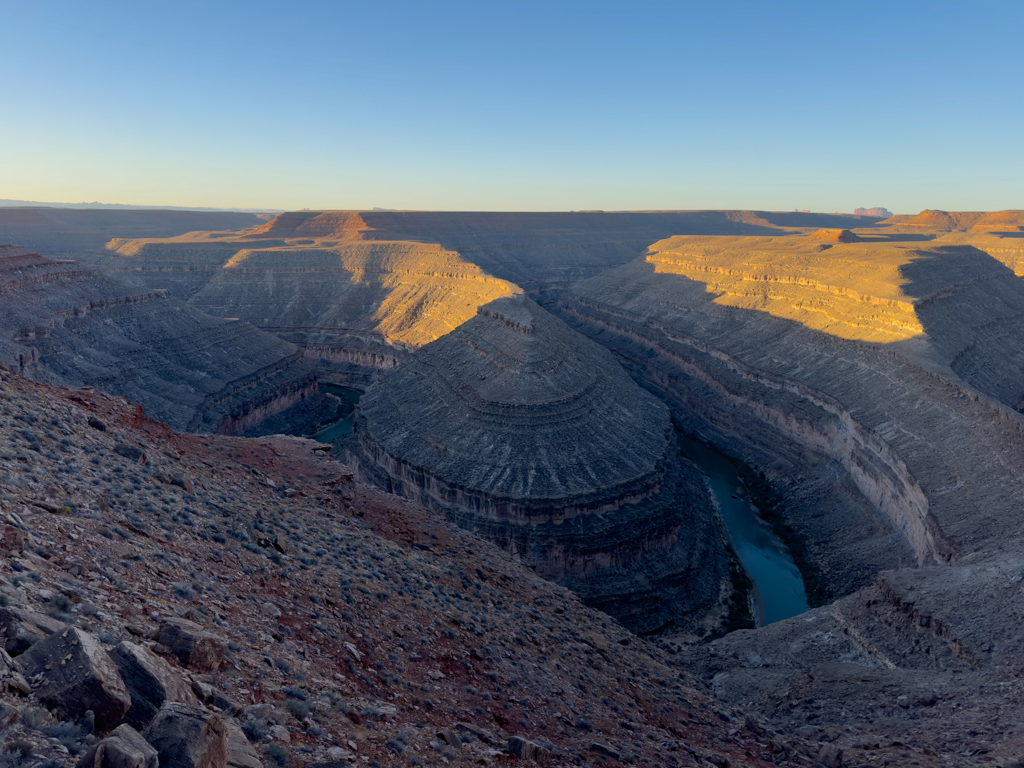 Am Goosenecks Campground mit Blick auf die Doppelschleife