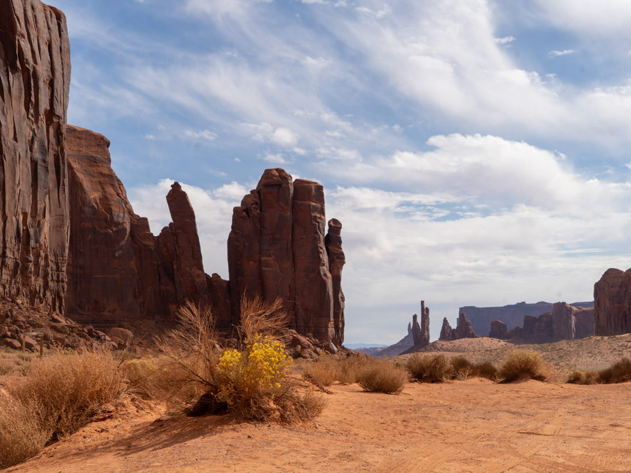 Ein Teil der Sand Springs Aquifers mit Totem Pole und Yei Bi Chei am rechten Rand