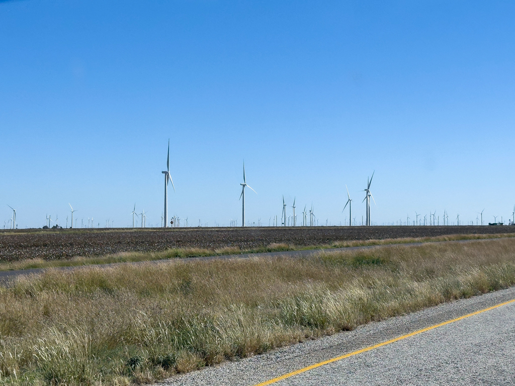 nur ein kleiner Ausschnitt der tausenden Windräder hier in Texas