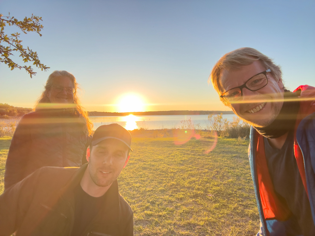 Selfi mit Kent am Brownwood Campground bei untergehender Sonne