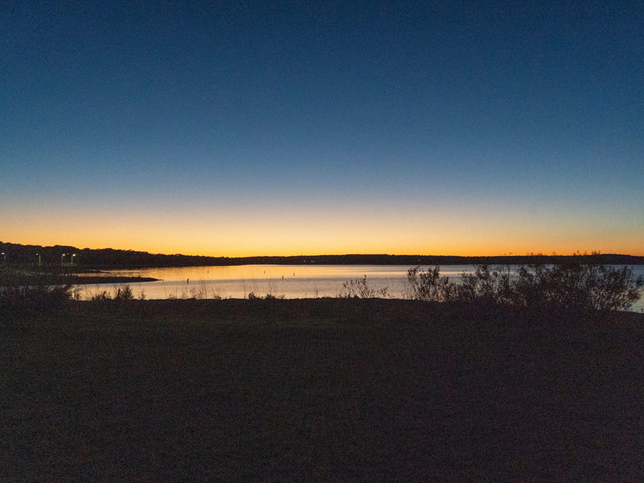 Abendhimmel kurz nach Sonnenuntergang am Brownwood Campground