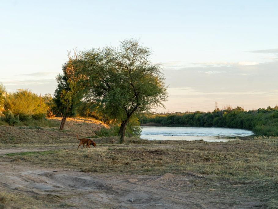 Mit Roland und Loki auf dem Spaziergang am Rio Grande