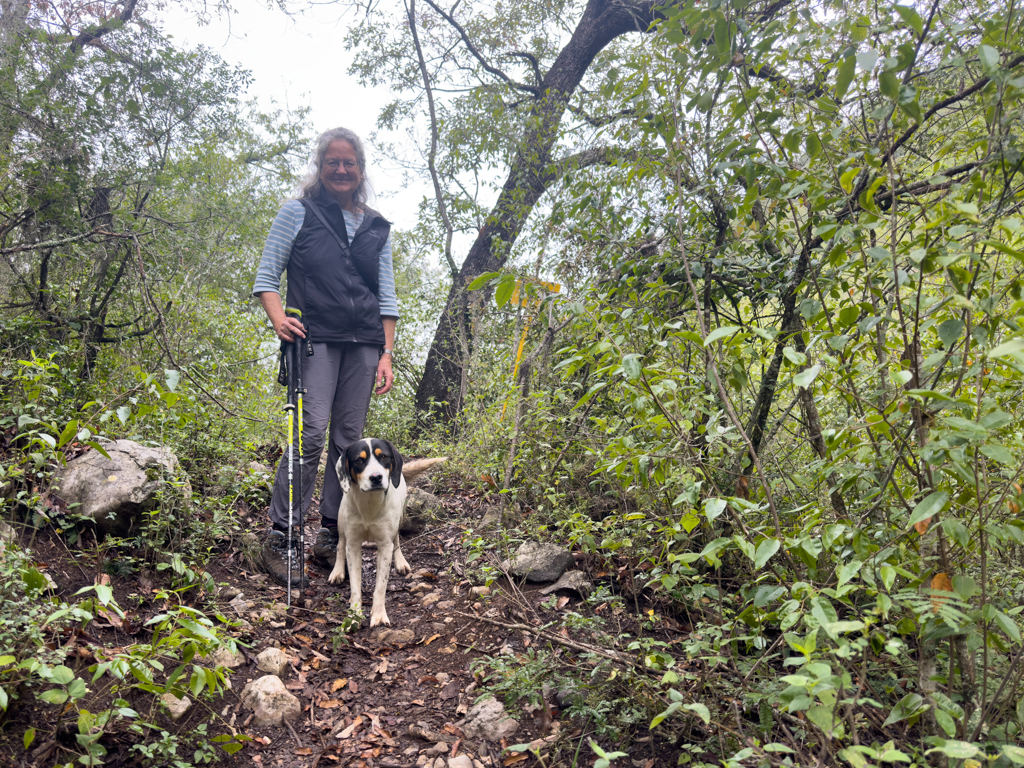 Die friedliche Hundedame ist unsere Begleiterin auf der ganzen Wanderung