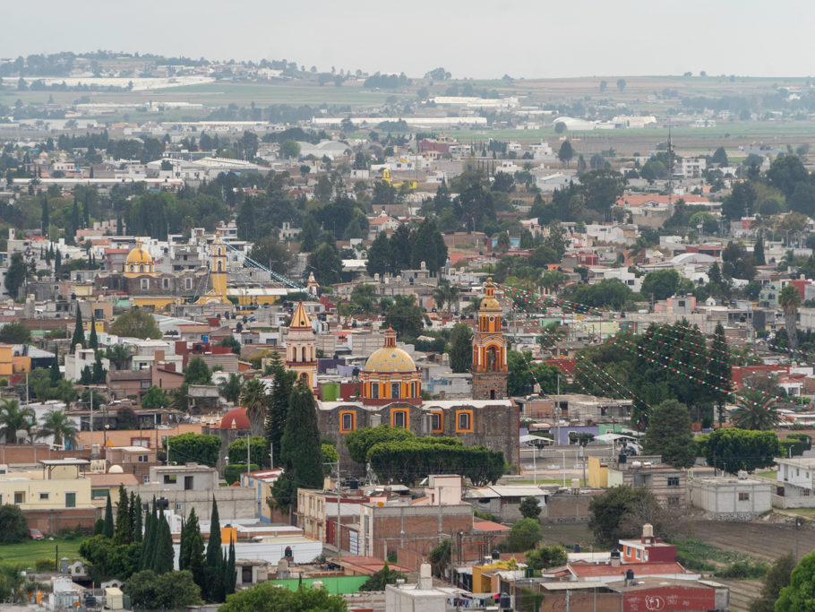 Blick von der Kirche der Señora de los Remedios auf das Umland von Puebla