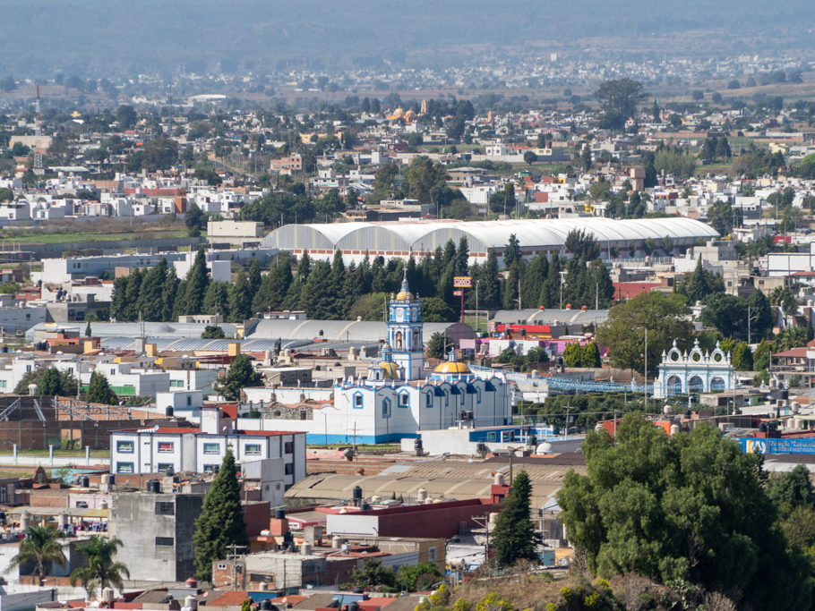 Blick von der Kirche der Señora de los Remedios auf das Umland von Puebla