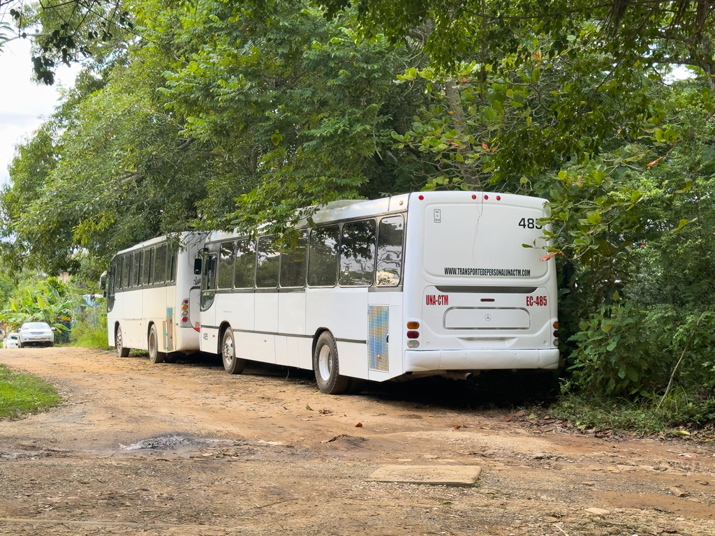 Baukonzern Kiewit feiert hier heute seine Weihnachtsfeier. Die Busse stehen zur Abfahrt bereit