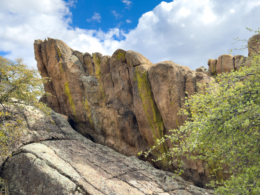 Abgewaschene und erodierte Granitblöcke mit bunten Flechten am Watson Lake