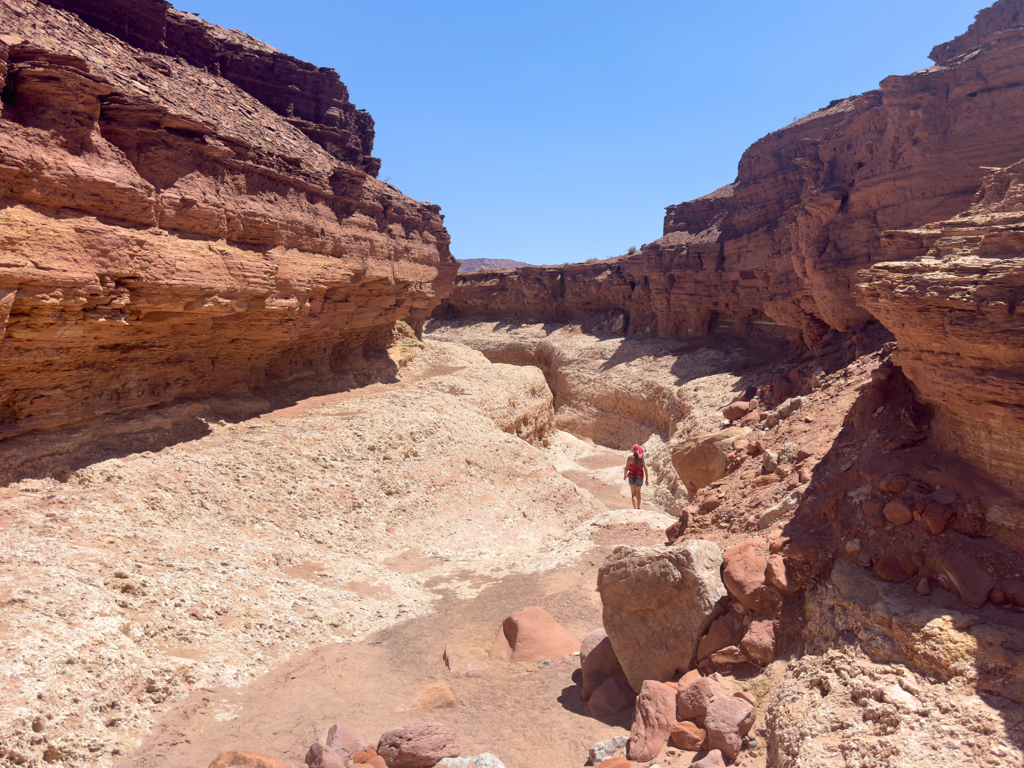 Auf dem Kathedral Trail durch einen Canyon am Fees Campground