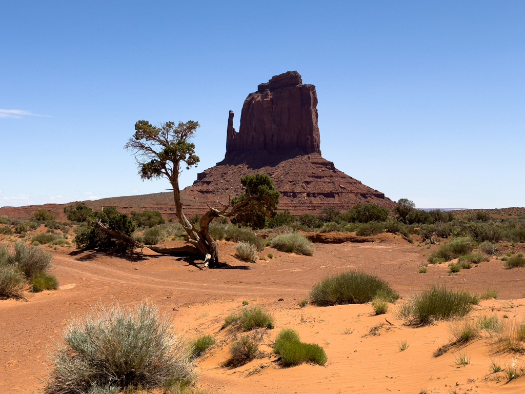 Wir umrunden bei der Wanderung einer der Butte's im Monument Valley