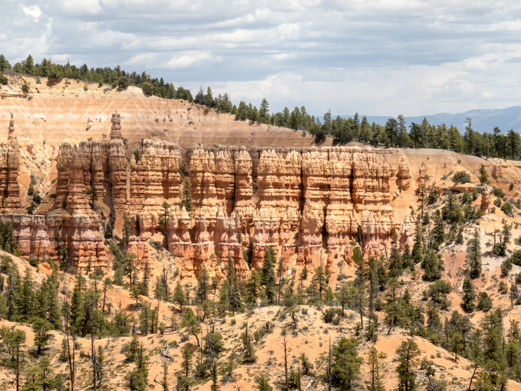 ockerfarbende Gesteinssäulen und Schluchten gehören auch zum Bryce Canyon