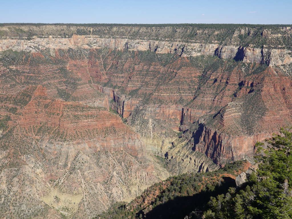 Blick vom North Rim in den Grand Canyon - ein mächtiges Labyrinth mit steilen Felswänden