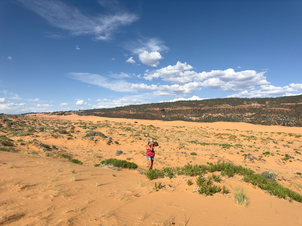 Mit Ma der Fotografin in den Coral Pink Sand Dunes unterwegs