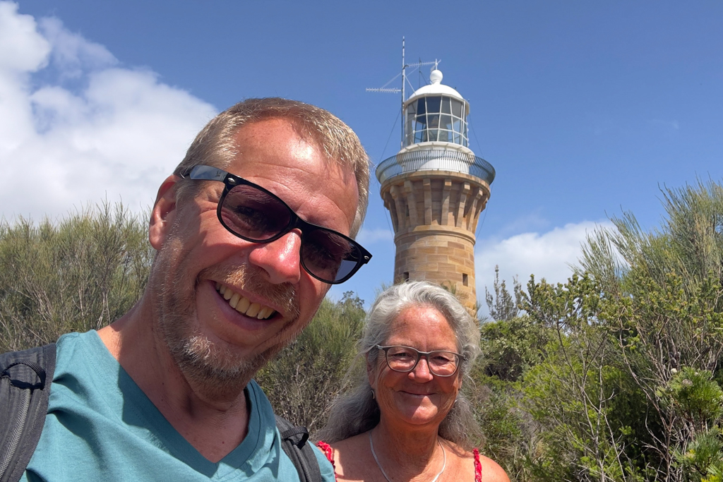 JoMa Selfie vor dem Leuchtturm am Barrenjoey Head