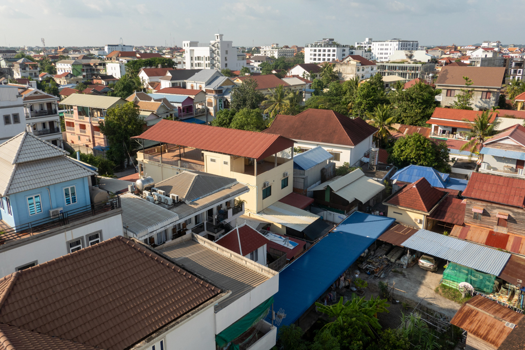 Unser schönes, ruhiges Zimmer an einer Seitenstrasse mitten in Siem Reap