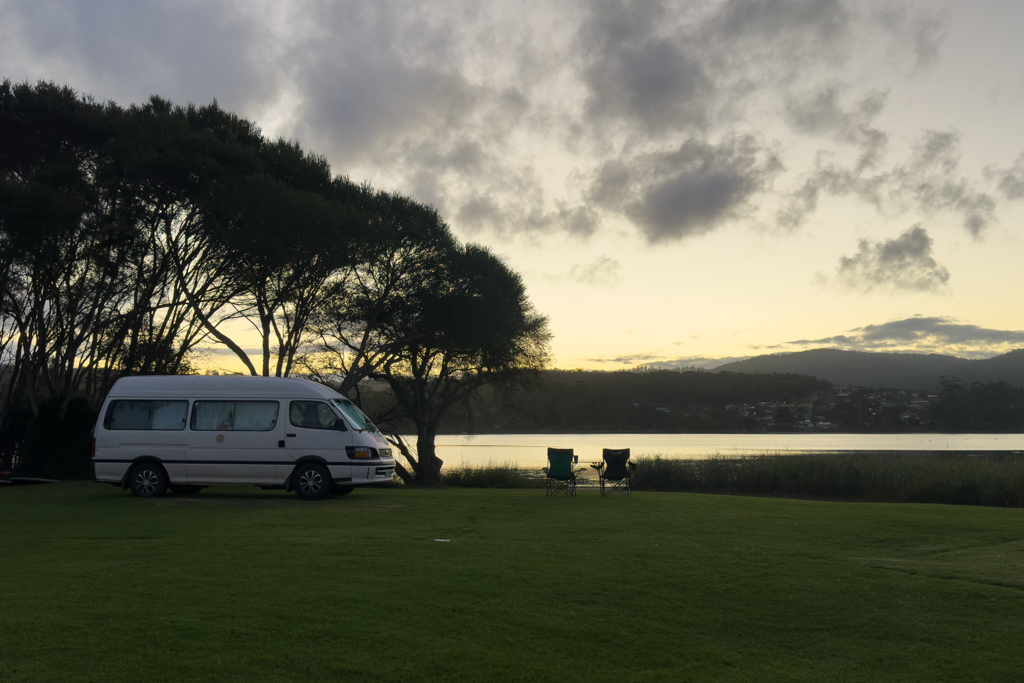 Unser Stellplatz in der Abendstimmung