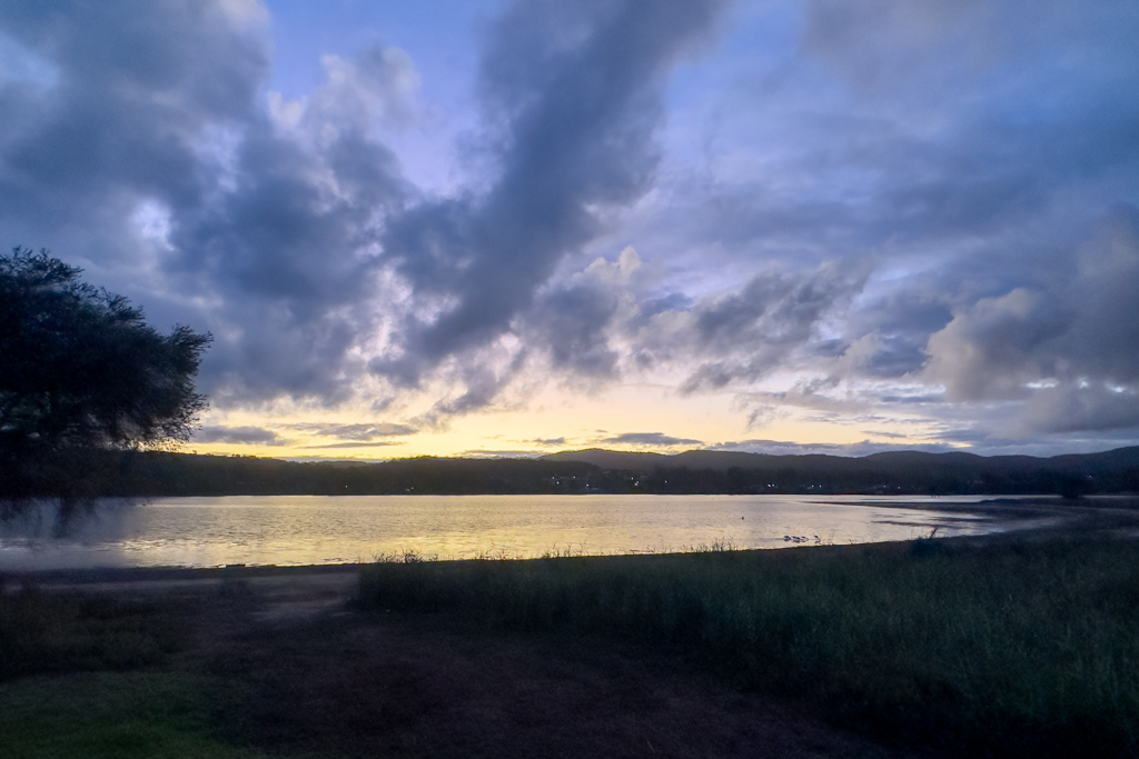 Abendstimmung über der Lagune an unserem Stellplatz