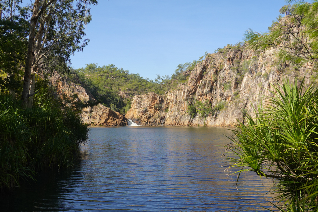 Der grosse Plunge Pool bei den Edith Falls ist wegen Krokis gesperrt