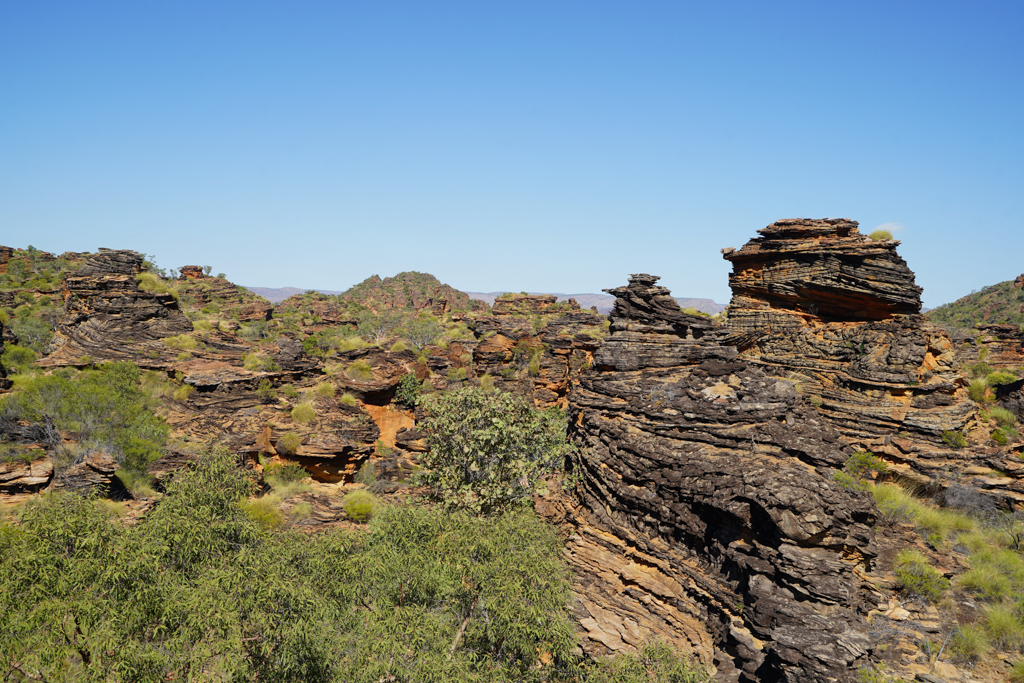 Ein Blick von oben auf die Landschaft die Mini Bungle Bungles