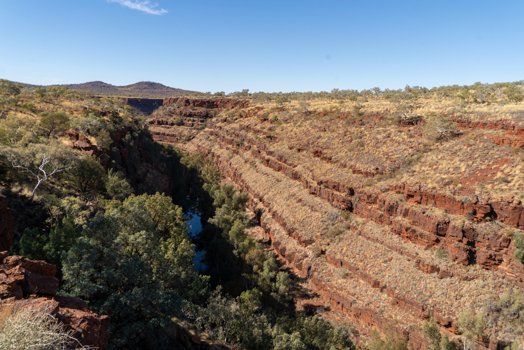 Bei der Dales Gorge angekommen, werfen wir einen ersten Blick über deren schiere Grösse