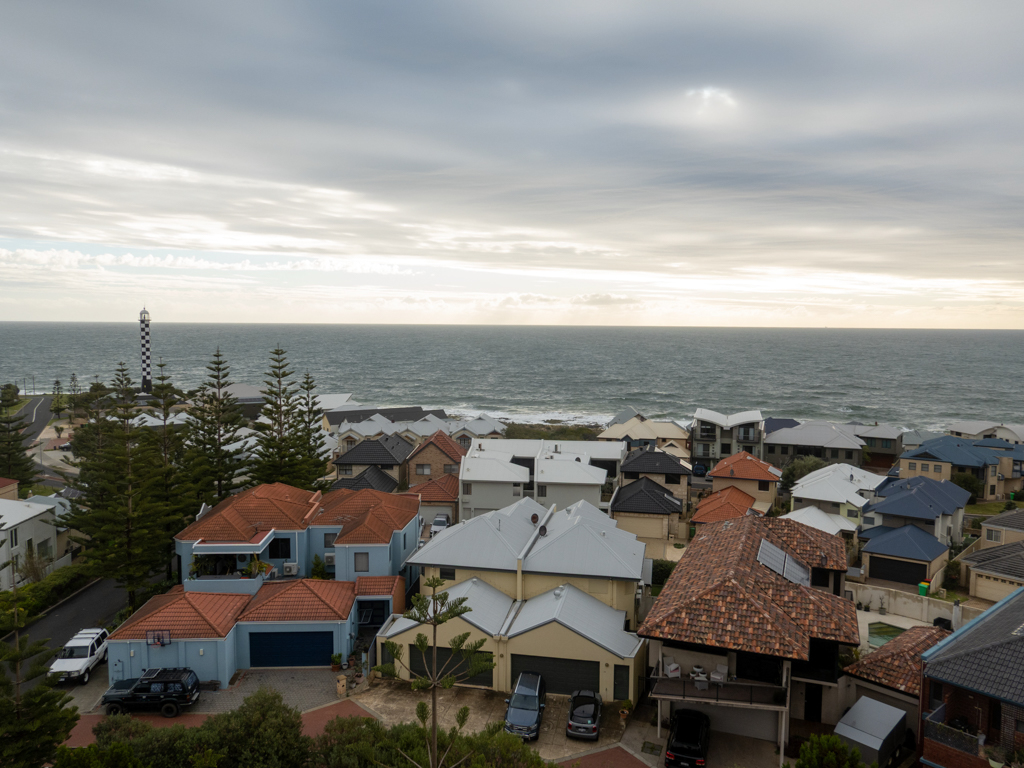 Blick vom Marston Hill Lookout auf Bunbury und das Meer