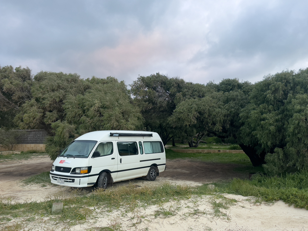 Unser Stellplatz im Campground an der Hamelin Bay