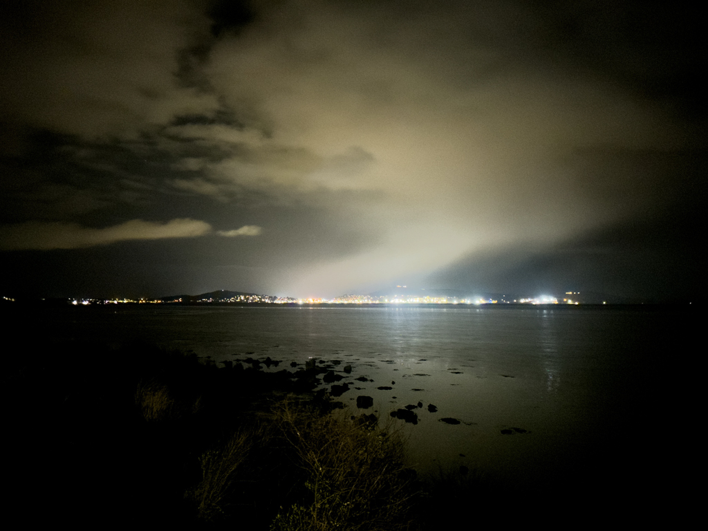 Blick auf Albany bei Nacht
