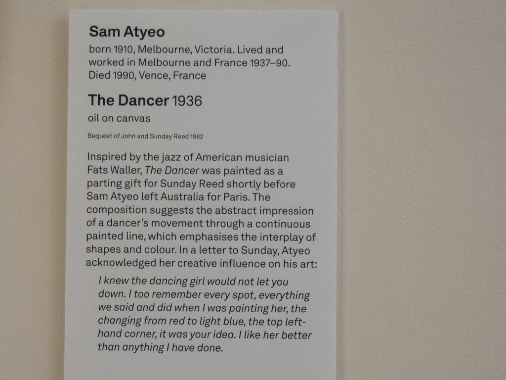 Erklärungstafel zum Künstler und seinem Bild "Tänzer" von 1936