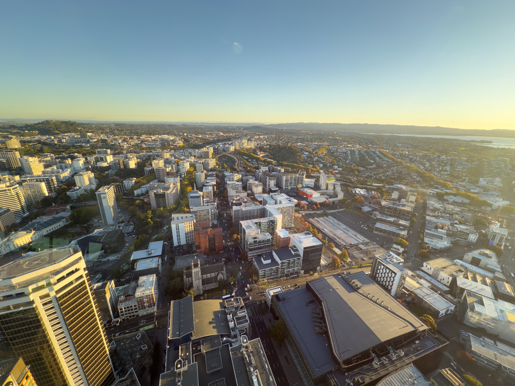 Aussicht und Weitsicht vom Sky Tower, Auckland